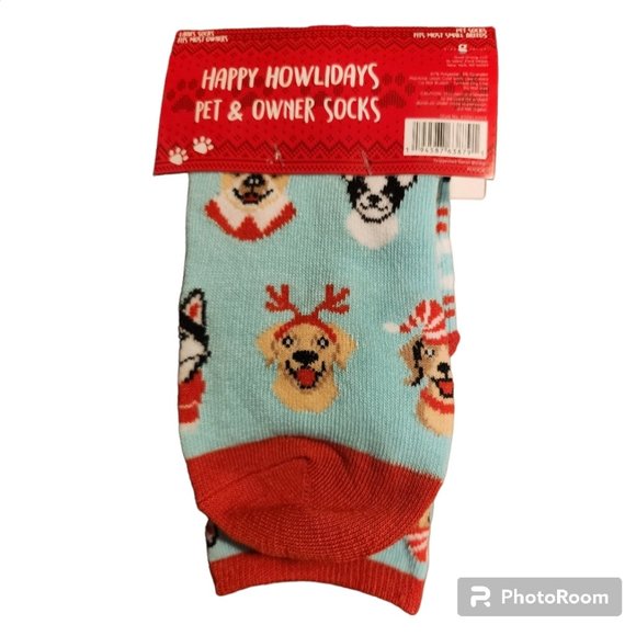 3/$27 Happy Howlidays Owner and Small Pet Socks - NWT - Picture 2 of 3
